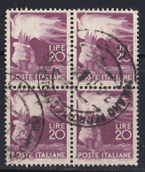 Italie - 1944 - 1946   Lieutenance & Humbert II   Y&T  N °   499  BLOC DE 4   Oblitéré - Usados