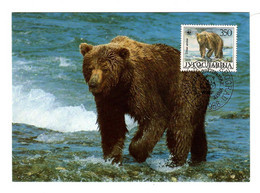 Jugoslawien  1988 , Braunbär / Brown Bear - WWF Maximum Card - First Day  Beograd 1.2.1988 - Maximumkaarten