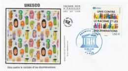 Fdc 2021_Enveloppe 1er Jour_fdc_soie_Unesco, Unis Contre Le Racisme. Oblit. PJ Paris 17/09/2021. - 2020-…