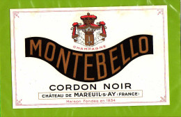 BUVARD : Champagne MONTEBELLO  Cordon Noir Mareuil -s- Ay - Liqueur & Bière