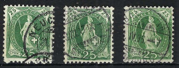 SUISSE Ca.1894: 3x Le ZNr 67D Obl. CAD, Nuances - Oblitérés