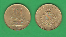 San Marino 200 Lire 1987 Saint Marin Aluminum +  Bronze Coin - Saint-Marin