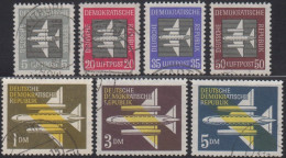 1957 - GDR (East Germany) - Airmail Stamps: Airplane [Michel 609/615] + DARMSTADT, VÖLPKE & MÜHLHAUSEN - Airmail