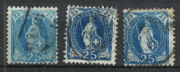 SUISSE Ca.1905: 3x Le ZNr 87A Obl. CAD, 3 Nuances - Oblitérés
