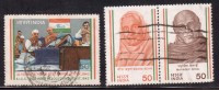 India Se-tenent, Used 1983, Set Of 3, Freedom Struggle, Gandhi, Nehru, Mahadev, Meera Behn (sample Image) - Used Stamps
