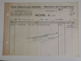 Luxembourg Facture, Ville D'esch Alzette , Esch-Alzette 1952 - Luxembourg