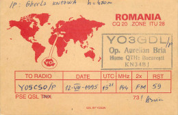 Radio Amateur QSL Card Romania Y03GDL Op Aurelian Bria Bucuresti - Radio Amateur