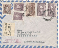 Argentina Registered Air Mail Cover Sent To Germany 9-4-1956 With More Stamps - Posta Aerea