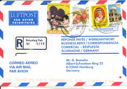 Malaysia Registered Air Mail Cover Sent To Germany Kenyalang Park 15-12-1999 - Malaysia (1964-...)