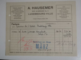 Luxembourg Facture, A. Hausemer 1929 - Lussemburgo