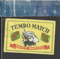 TEMBO MATCH - ELEPHANT - OLD MATCHBOX LABEL MADE CONGO - Boites D'allumettes - Etiquettes
