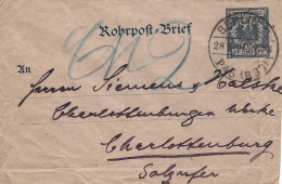 Deutschland Germany 1891 Berlin Rohrpost Stempel P45 R36 Nach Charlottenburg P2 R26 Brief Postal Stationary Cover - Omslagen