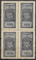 PORTUGAL; Early Revenue Fine Alfandega De Lisboa Tabaco Despachado TAX BLOCK OF 4 MNH RARE - Ungebraucht