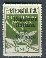 VEGLIA 1920 FRANCOBOLLI DI FIUME SOP.TI VEGLIA 5 C. ** MNH - Arbe & Veglia