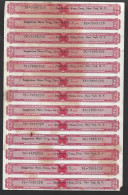 Sheet Of Thirteen 4/5 Quart Wine Bottle Labels From The Company Seggerman Nixon Corp. No. 36-7995728. Stamp Tax. - United States