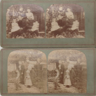 Lot 2 Cartes Stéréoscopiques 9 Cmx18cm.PHOTOS DE FAMILLE 1900 - Photographs