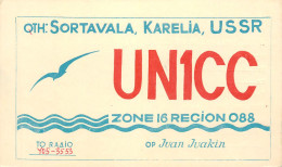 Radio Amateur QSL Card USSR Sortavala Karelia UN1CC Ivan Ivakin - Radio Amateur