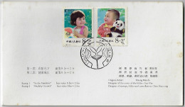 China 1984 Folder With 2 Stamp Commemorative Cancel Childhood In The Sunshine Healthy Growth Child Ball Panda Bear Doll - Covers & Documents