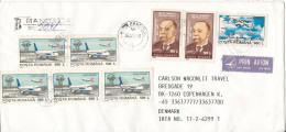 Romania Registered Cover Sent To Denmark 25-5-1996 With A Lot Of Stamps - Brieven En Documenten