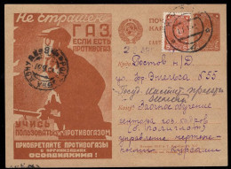 RUSSIA(1931) Man Wearing Gas Mask. Postal Card With Illustrated Advertising "Do Not Be Afraid Of A Gas Attack If You Use - ...-1949