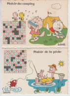 Lot De 2 CPSM Illustrateur Barberousse - Plaisir Du Camping / Plaisir De La Pêche (avec Grille De Mots Croisés) - Barberousse