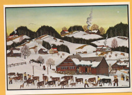 Albert Manser BAUERNMALEREI Landschaft Im Märzschnee - Teufen