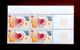 France 1972 Bloc De 4 Timbres N** YT N° 1711 Mois Mondial Du Coeur - Feuilles Complètes