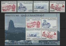 Grönland 2001 - Mi-Nr. 361-364 & Block 20 ** - MNH - Wikinger (III) - Unused Stamps