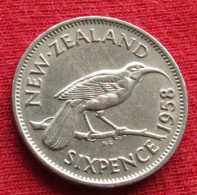 New Zealand 6 Pence 1958 KM# 26.2 *V2T Sixpence Nova Zelandia Nuova Zelanda Nouvelle Zelande Six - Nouvelle-Zélande