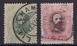 NORWAY 1878 - Canceled - Sc# 32, 33 - Used Stamps