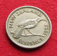 New Zealand 6 Sixpence Pence 1951 KM# 16 *VT Nova Zelandia Nuova Zelanda Nouvelle Zelande Six - Nuova Zelanda