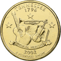 États-Unis, Quarter, Tennessee, 2002, U.S. Mint, Golden, Cupronickel Plaqué - 1999-2009: State Quarters