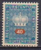 LIECHTENSTEIN 1950    SERVIZIO  CORONA E CIFRA  UNIF. 39   MNH  XF - Official