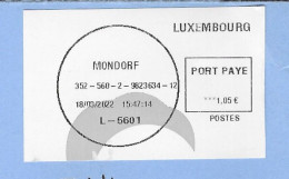 MONDORF LUXEMBOURG 2022, LETTRE VIGNETTE PORT PAYE POUR LA FRANCE, VOIR LES SCANNERS - Storia Postale