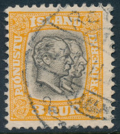 Iceland Islande Island 1907: 3 Aur Grey/yellow Official, Fused, Facit TJ33 (DCIS00002) - Oficiales
