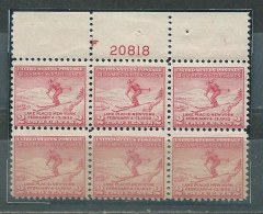 USA FDC Plateblock Skiing MNH F 20818 - Hiver 1932: Lake Placid