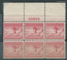 USA FDC Plateblock Skiing MNH  20822 - Hiver 1932: Lake Placid