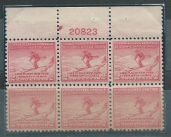 USA FDC Plateblock Skiing MNH  F 20823 - Winter 1932: Lake Placid