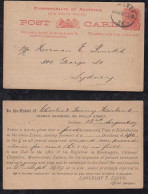 New South Wales Australia 1907 Stationery Postcard SYDNE Private Imprint LANCELOT LLOYD - Covers & Documents