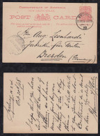 New South Wales Australia 1908 Stationery Postcard SYDNEY X DRESDEN Germany - Cartas & Documentos