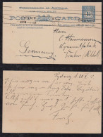 New South Wales Australia 1910 Stationery Postcard SYDNEY X WAHN Germany - Covers & Documents