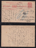 New South Wales Australia 1912 Stationery Postcard SYDNEY X ALTONA Germany Postage Due - Briefe U. Dokumente