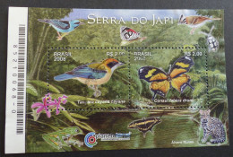Brazil 2008 SERRA DO JAPI FAUNA AND FLORA BIRDS BUTTERFLIES ORCHIDS Block  Used   #6339 - Blokken & Velletjes