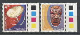 GROENLAND 2002 N° 357/358 **  Neufs MNH Superbes C 3.50 €  Arts Patrimoine Culturel Musique Music Tambour Masque - Unused Stamps
