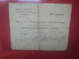 OCCUPATION ALLEMANDE (FRANCE) 50 CENTIMES 1915 ASSEZ RARE Circuler (ALL.1) - 1° Guerra Mondiale