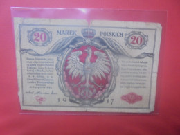 POLOGNE OCCUPATION ALLEMANDE WW1 20 MAREK 1917  Circuler (ALL.1) - Polonia