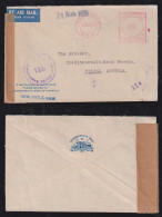 Australia 1951 Censor Meter Airmail Cover 1Sh6p NEWCASTLE X VIENNA Austria Commonwealth Bank - Covers & Documents