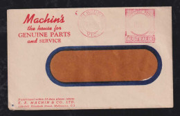 Australia 1951 Meter Cover 3p MELBOURNE Advertising Machins The House For Genuine Parts - Cartas & Documentos