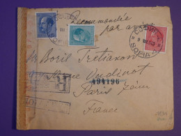 DB0  BULGARIE  BELLE LETTRE RECO.   CENSUREE  1943 SOFIA A  PARIS FRANCE  ++ AFF. INTERESSANT++++ - Lettres & Documents