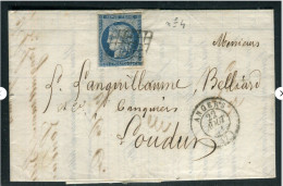 * Lettre Cover De Angers 1851 ( Maine Et Loire ) YT 4 Ceres LAC Obl Grille - 1849-1850 Cérès
